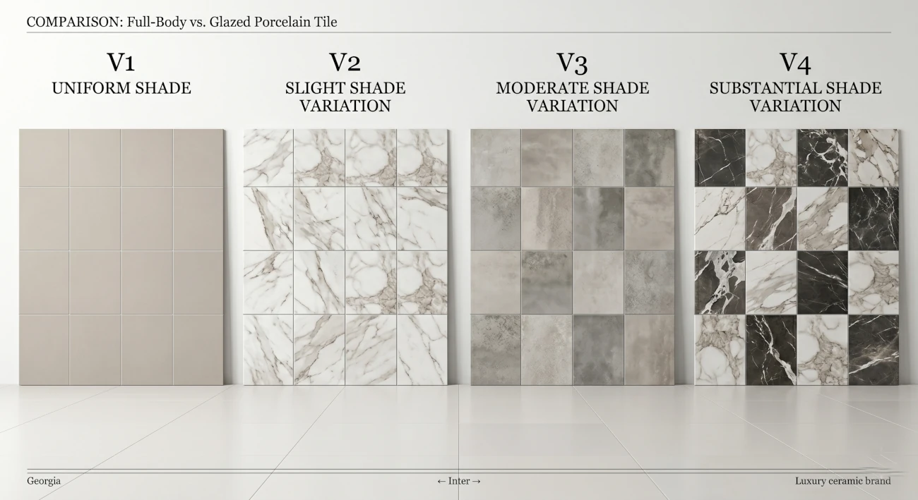 Grafico delle classi di stonalizzazione ceramica da V1 a V4