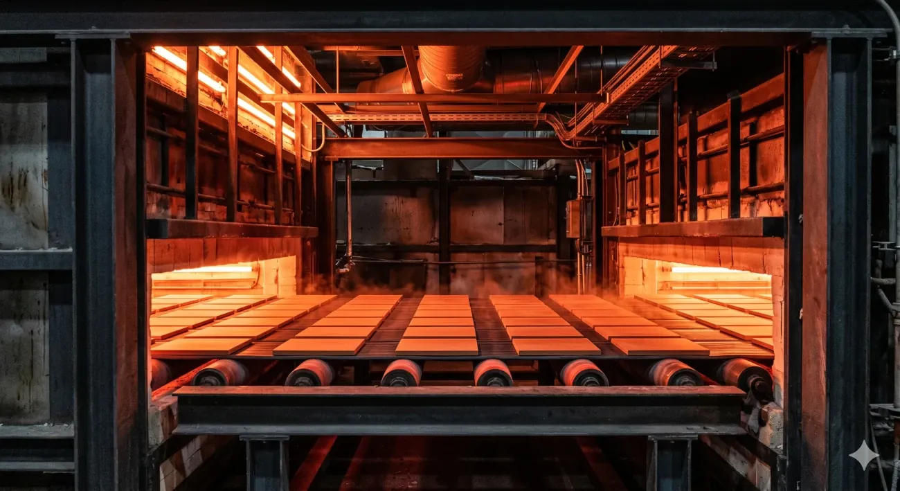 Forno industriale per la cottura del gres porcellanato a 1250 gradi centigradi