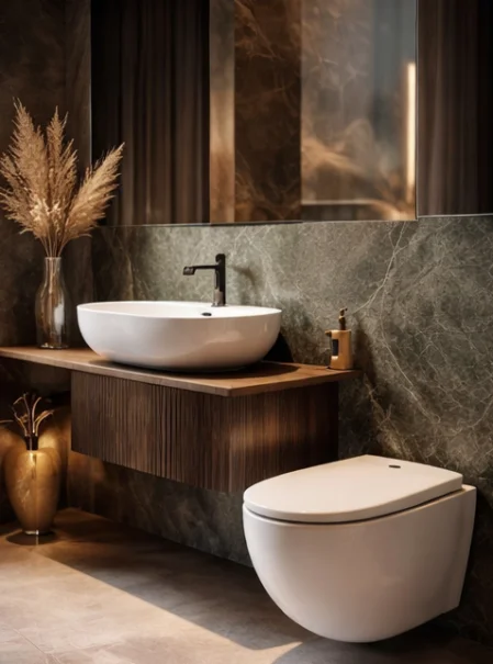 Sanitari moderni sospesi in ceramica bianca per bagno di lusso